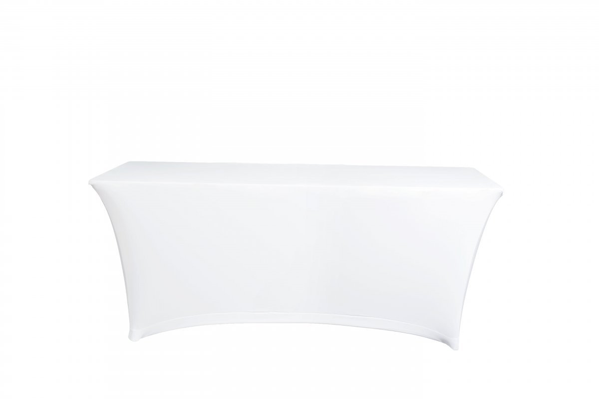 Stretch Nappe Housse De Table Polyester Table Clothes Rectangulaire Extensible Élastique Spandex Table Covers Fête D'anniversaire Table De Banquet De Cocktail De Mariage (Blanc,6FT-183x75x75cm