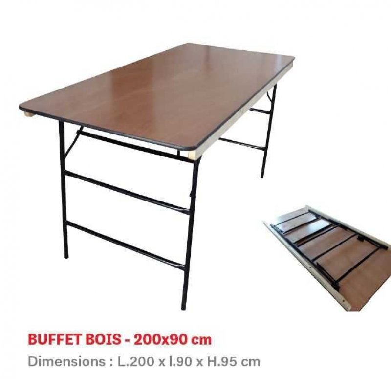 BUFFET Bois 200 x 90 cm, Hauteur 95 cm