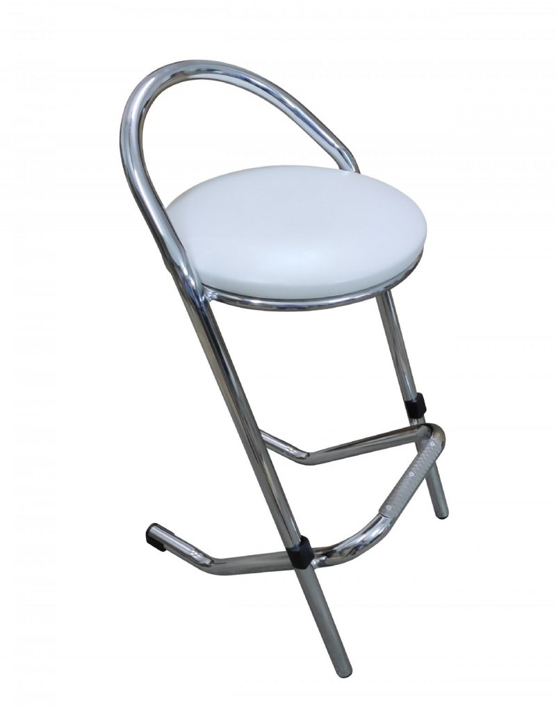 Tabouret empilable rembourré, Chromé avec galette amovible