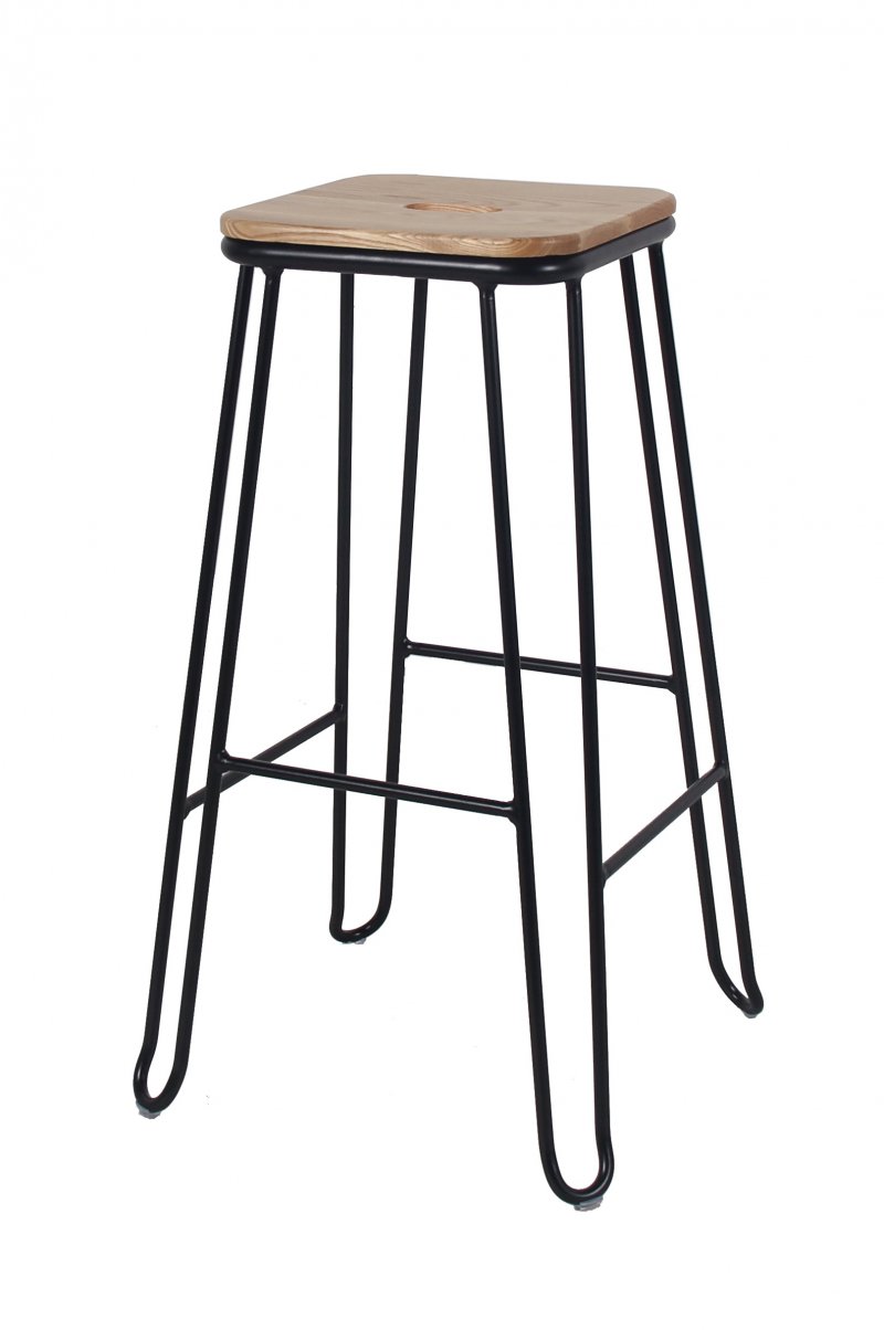 Tabouret métallique INDUSTRIEL empilable VERKA noir