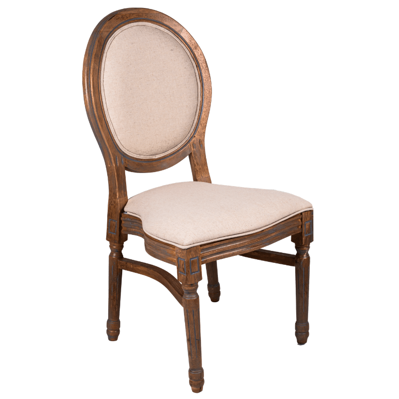 Chaise MEDAILLON LOUIS bois cérusé - empilable - dos rembourré