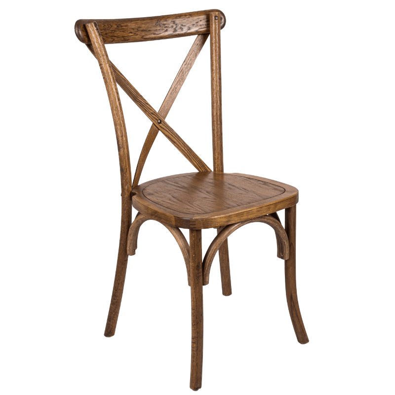 Chaise dos croisé CHAMPÊTRE - Polypropylène - bois vieilli