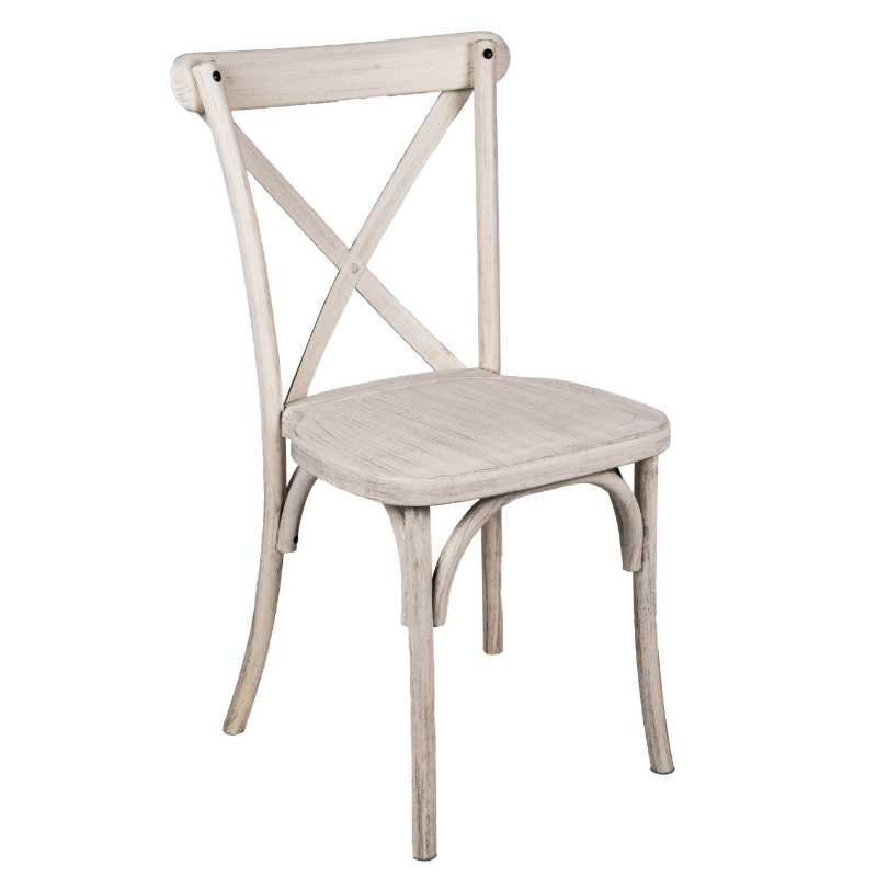 Chaise DOS CROISE champêtre - polypropylène - blanc vieilli
