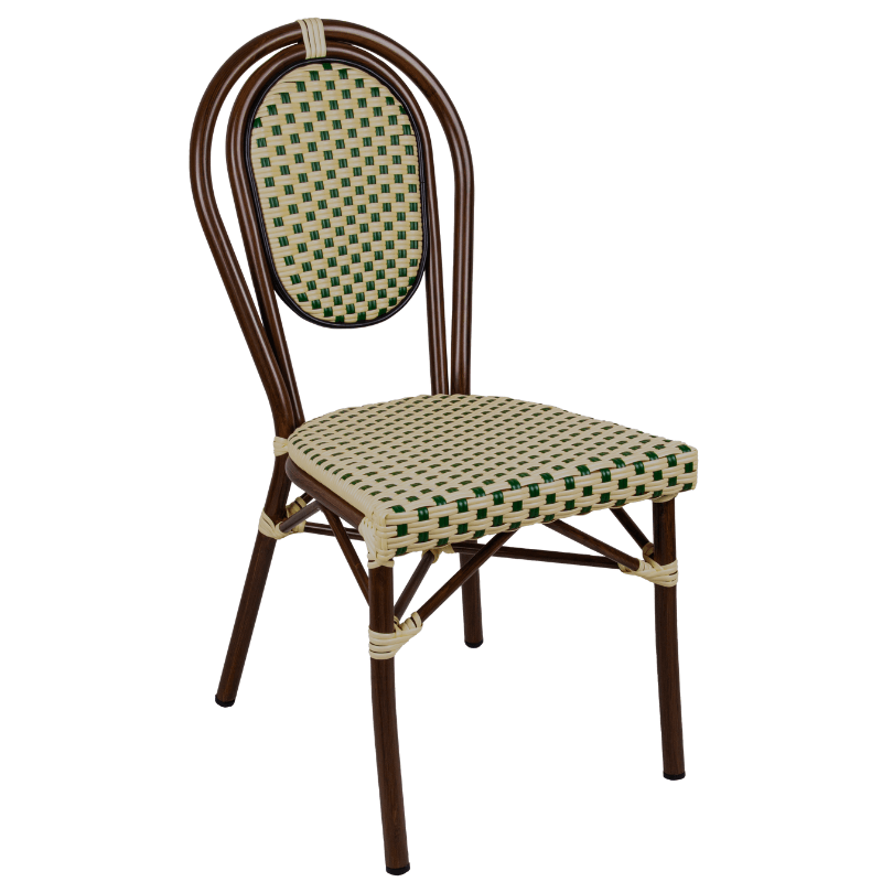 Chaise BASTILLE crème et vert empilable