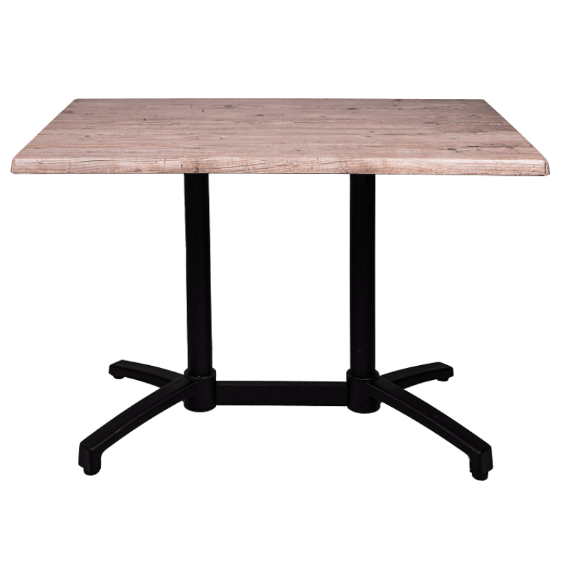 Table bistrot - Pied double Finition Aluminium noir et Plateau stratifié moulé - PLIABLE et ENCASTRABLE