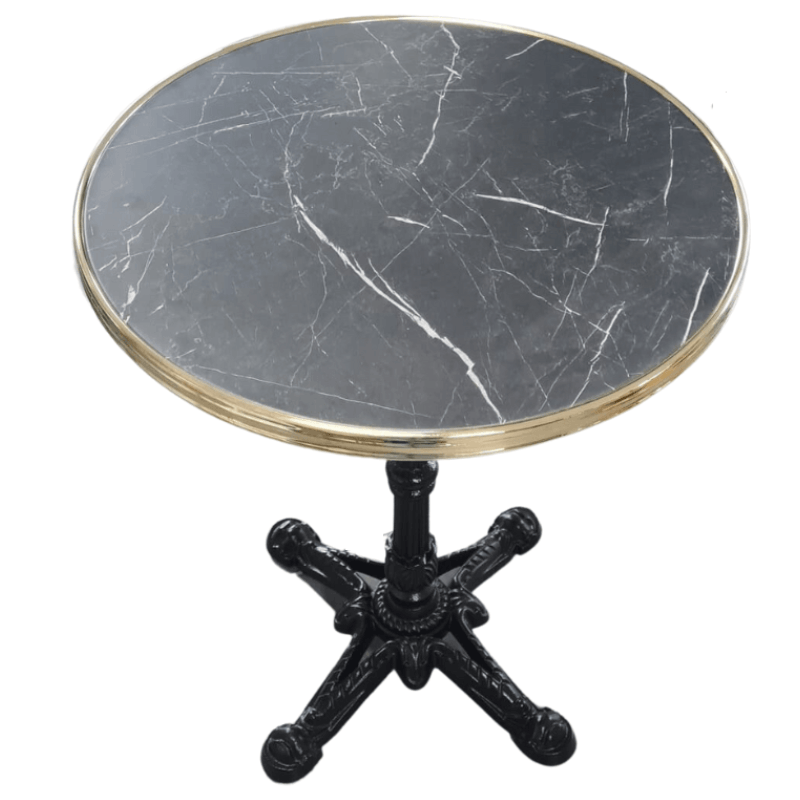 Table Bistrot avec Pied en FONTE - Décor Belle époque - 4 branches et Plateau Stratifié Moulé