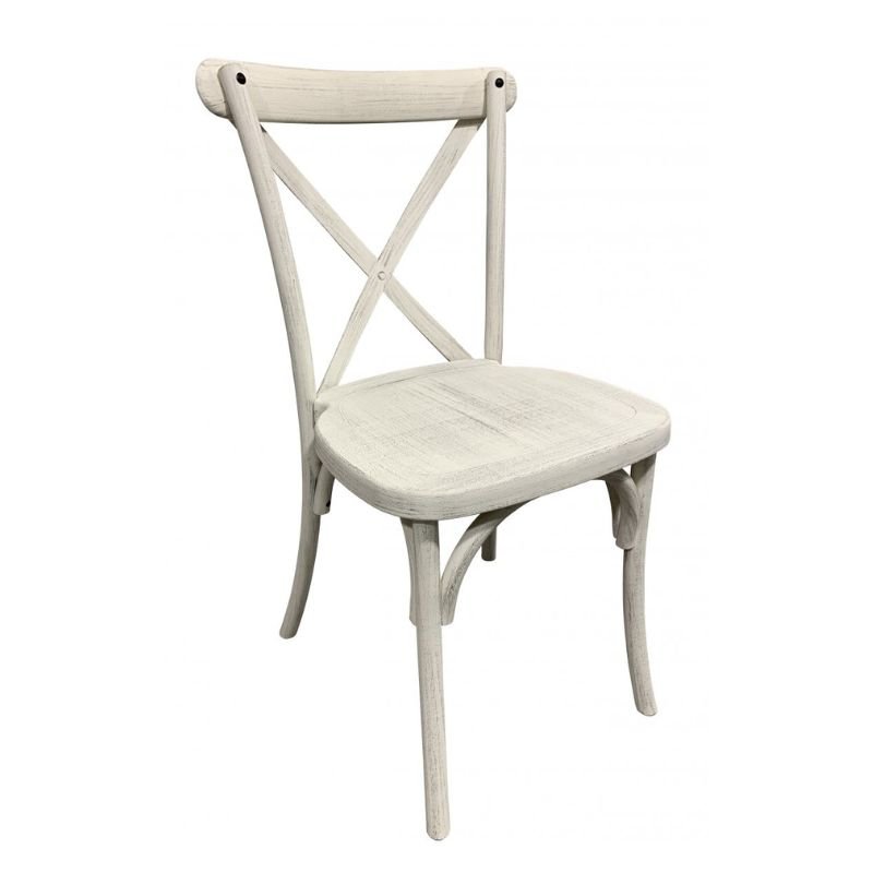 Chaise dos croisé CHAMPÊTRE - Polypropylène - blanc vieilli