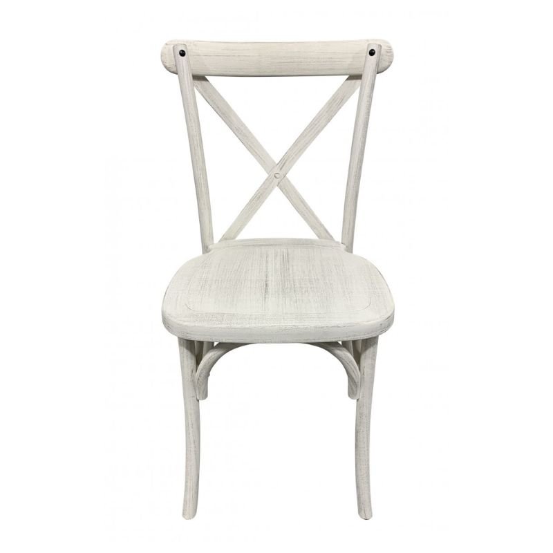 Chaise dos croisé CHAMPÊTRE - Polypropylène - blanc vieilli