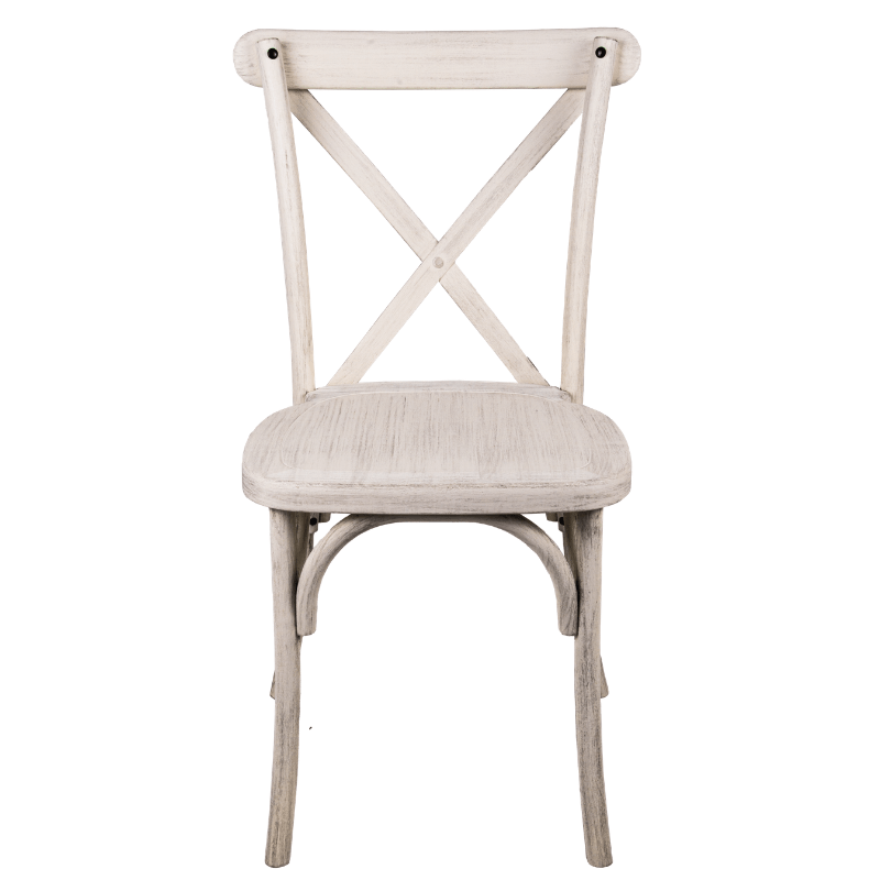 Chaise DOS CROISE champêtre - polypropylène - blanc vieilli