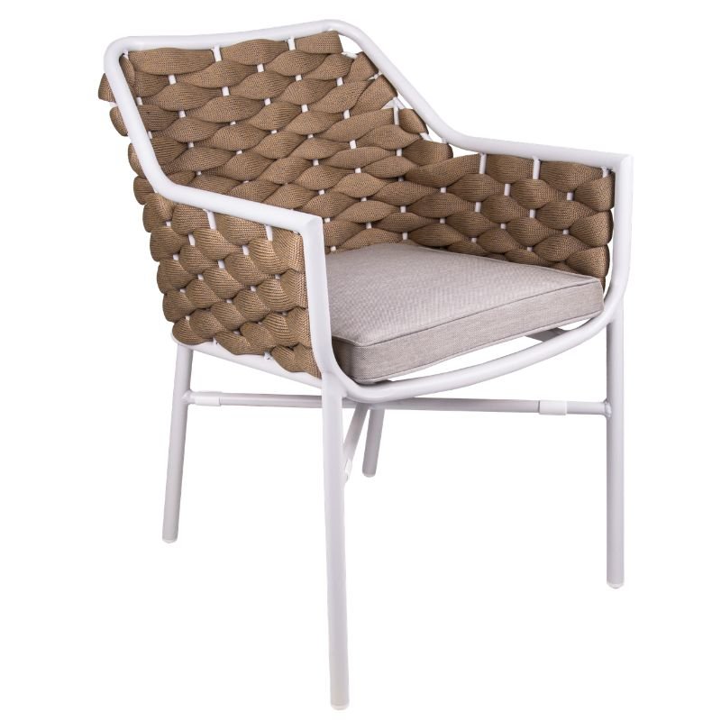 Fauteuil Chubby - Blanc et cordage taupe