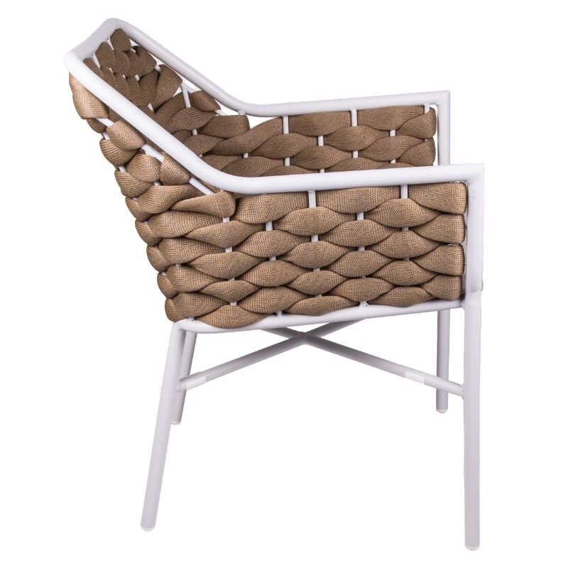 Fauteuil Chubby - Blanc et cordage taupe