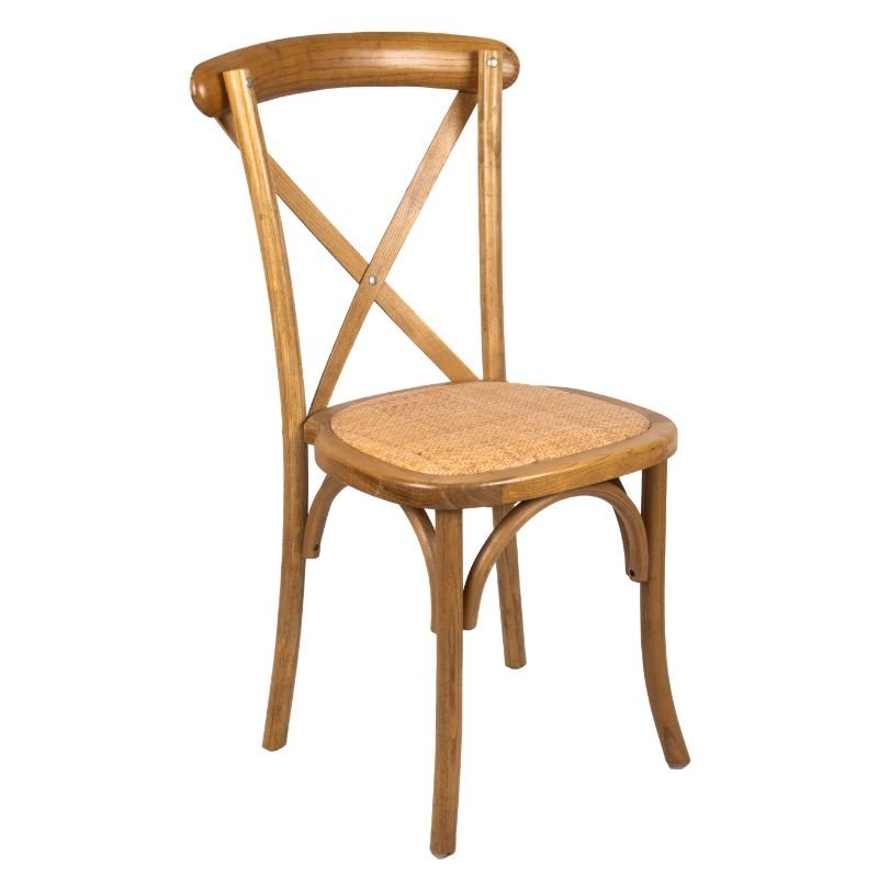 Chaise BISTROT dos croisé en bois vernis clair