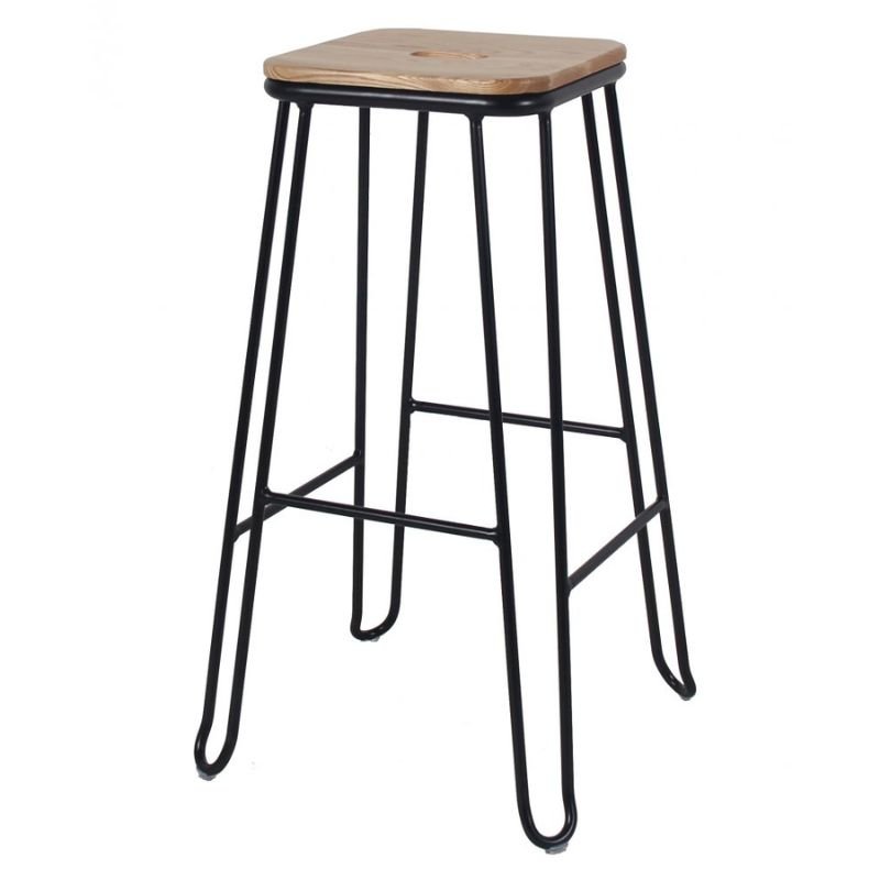 Tabouret métallique industriel empilable Verka noir