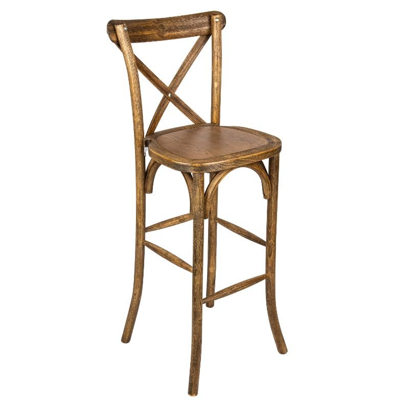 Chaise de bar dos croisé héritage bois