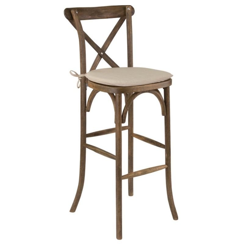 Chaise de bar dos croisé héritage bois