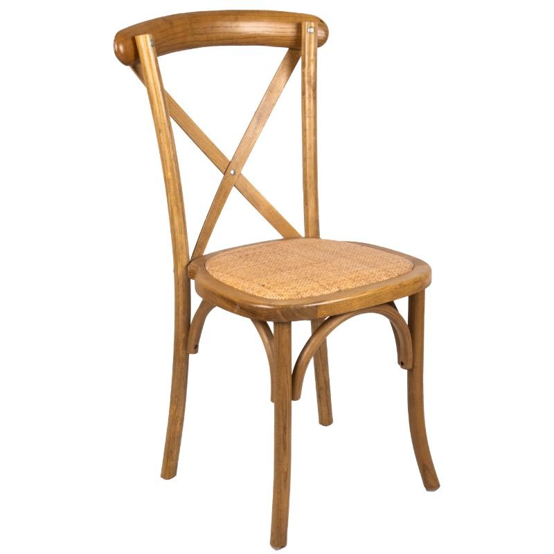 Chaise BISTROT "budget" dos croisé en bois vernis clair