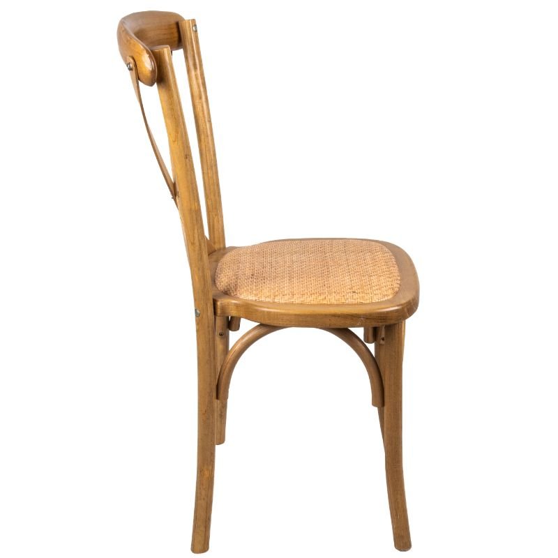 Chaise BISTROT "budget" dos croisé en bois vernis clair