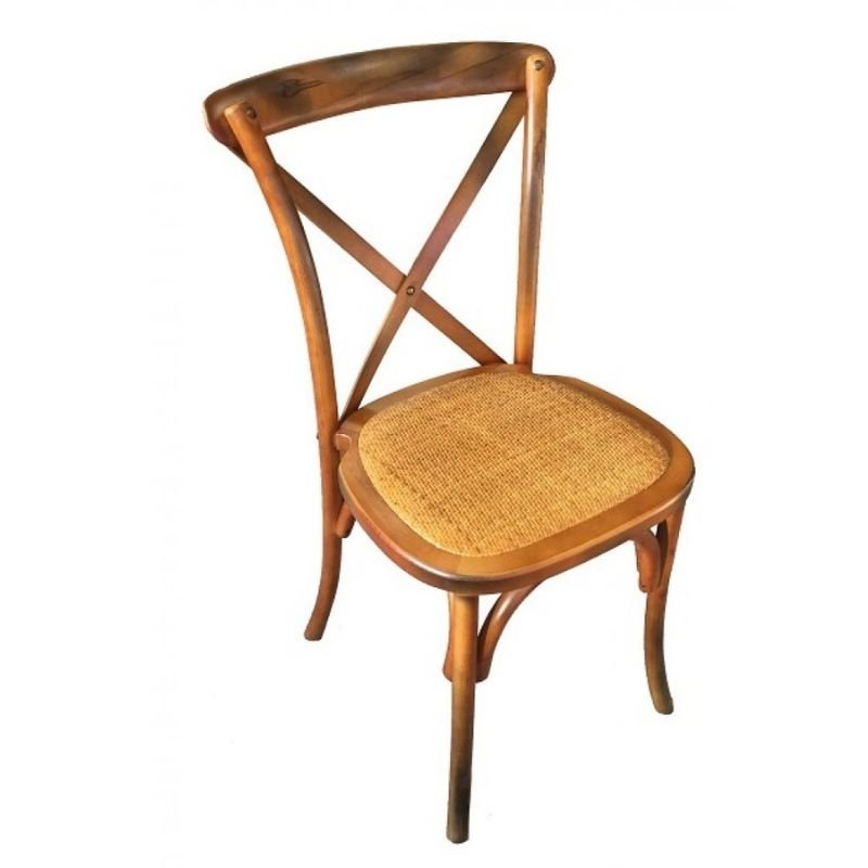 Chaise BISTROT dos croisé en bois vernis