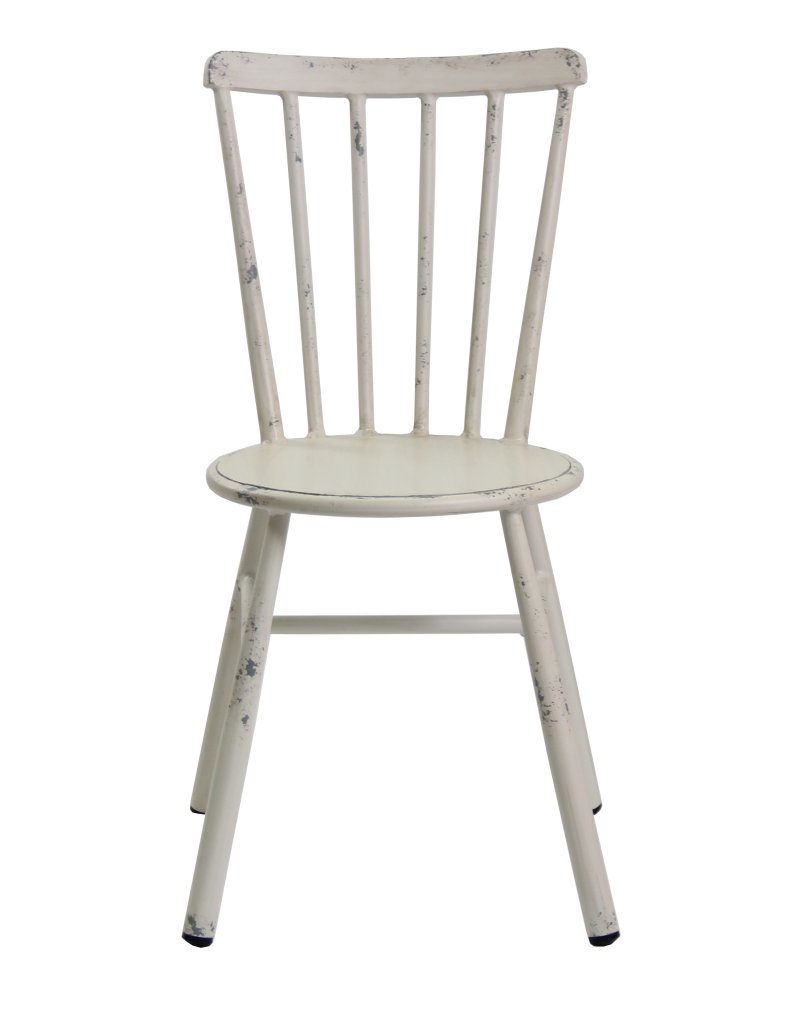 Chaise à BARREAUX vintage aluminium - blanc vieilli
