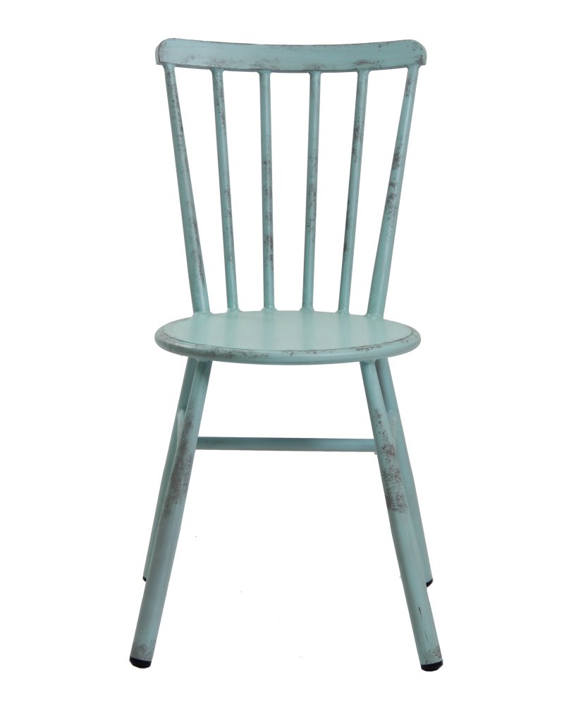 Chaise à BARREAUX vintage aluminium - bleu vieilli