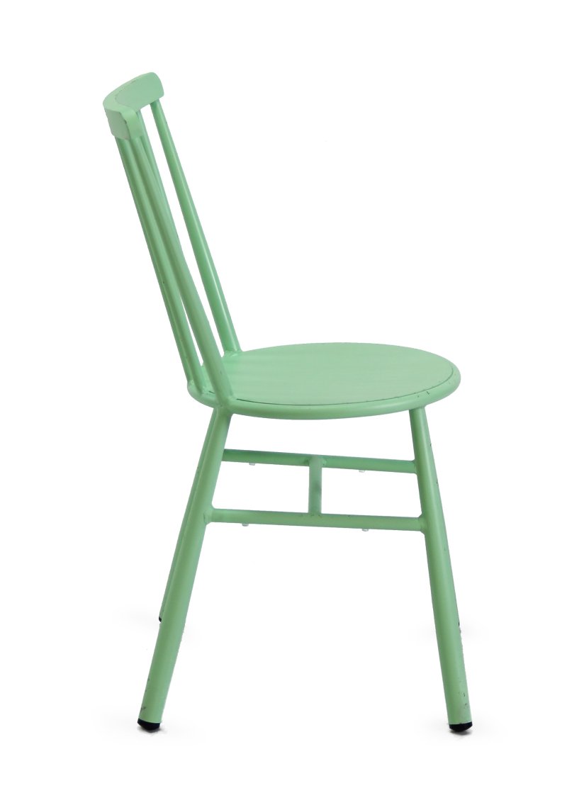 Chaise à BARREAUX vintage aluminium - vert vieilli