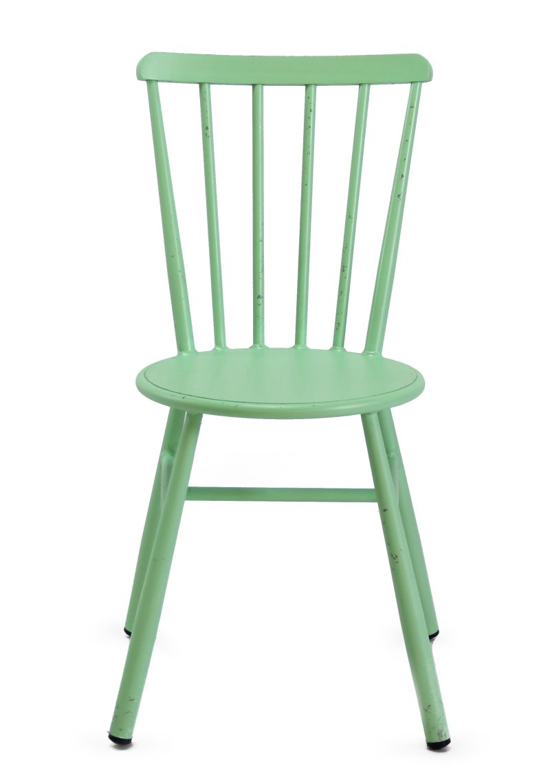 Chaise à BARREAUX vintage aluminium - vert vieilli