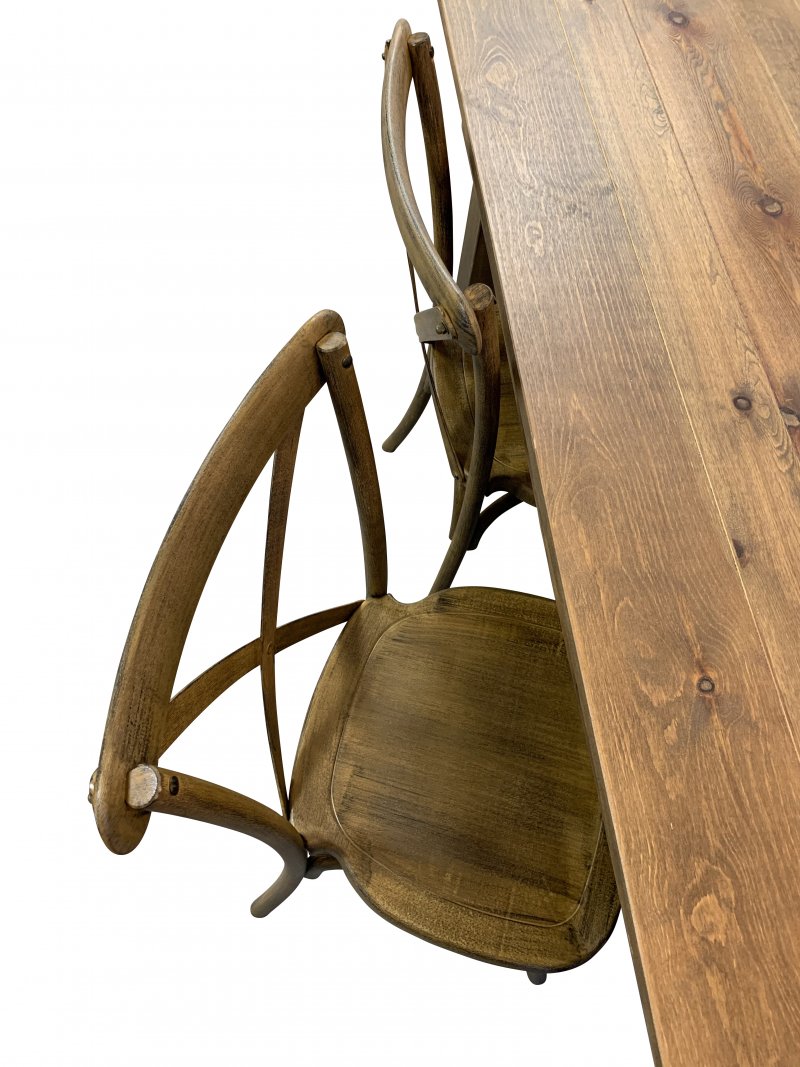 Chaise dos croisé CHAMPÊTRE - Polypropylène - bois vieilli