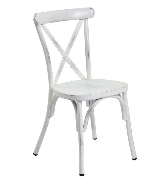 Chaise CROSS VINTAGE aluminium - blanc vieilli 