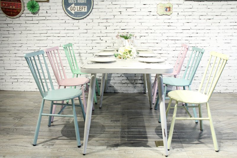 Chaise à BARREAUX vintage aluminium - blanc vieilli