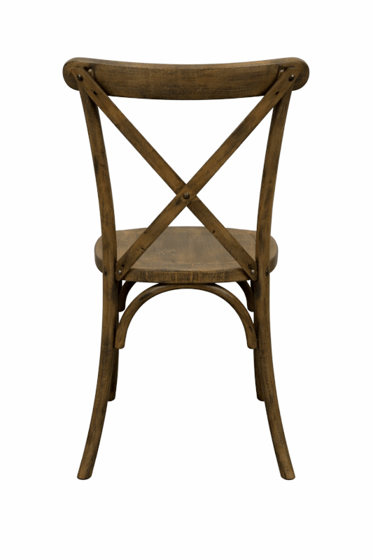 Chaise dos croisé CHAMPÊTRE - Polypropylène - bois vieilli