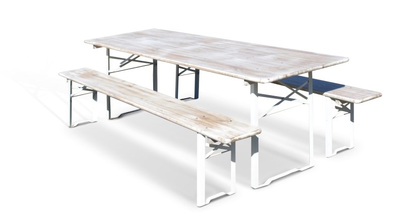 Table brasserie modèle cornière - coloris blanc vieilli 