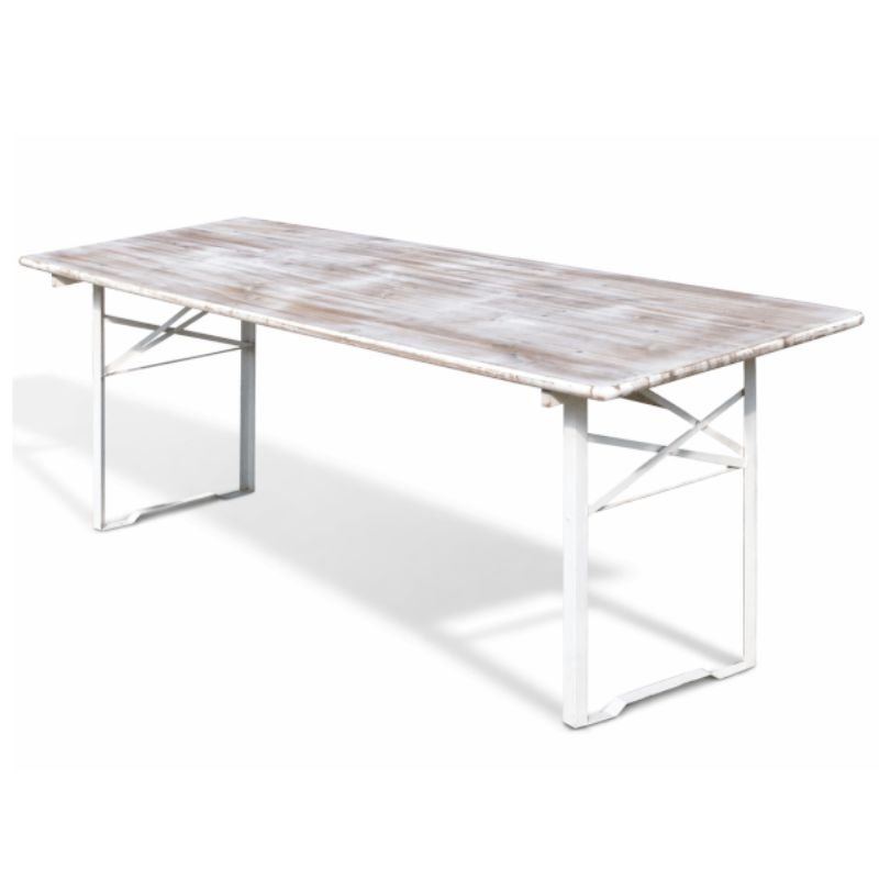 Table brasserie modèle cornière - coloris blanc vieilli 