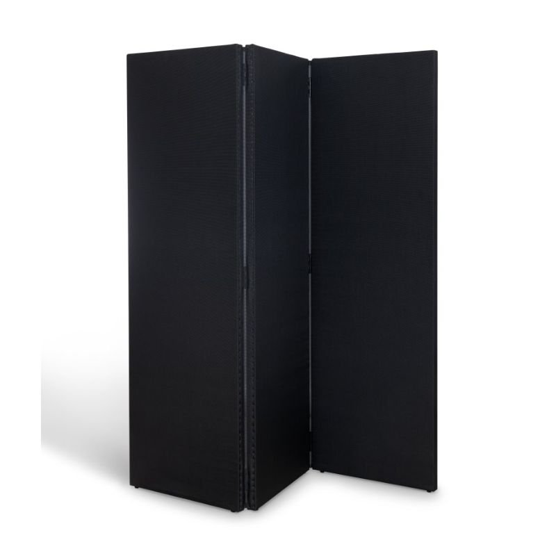 Paravent textilène noir 3 pans