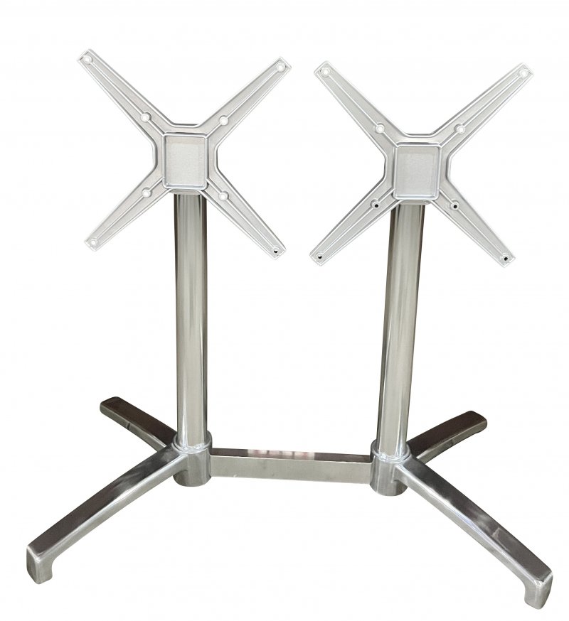Pied Bistrot Double - Finition Aluminium Chromé - PLIABLE et ENCASTRABLE