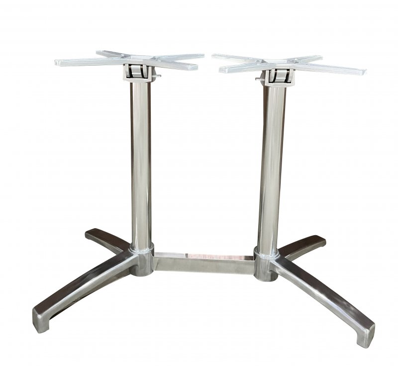Pied Bistrot Double - Finition Aluminium Chromé - PLIABLE et ENCASTRABLE