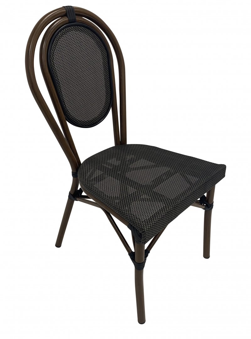 Chaise BASTILLE empilable - en textilène coloris gris foncé