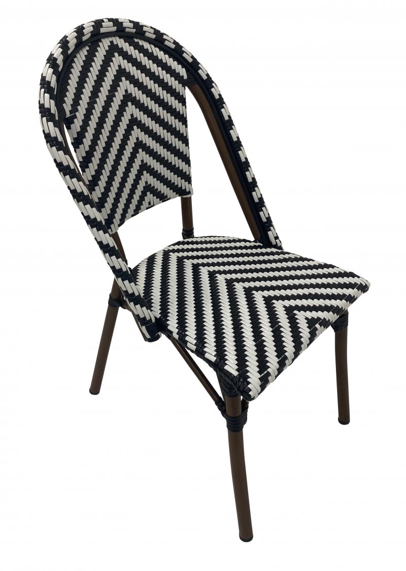 Chaise MONTMARTRE empilable Chevrons noirs et blancs