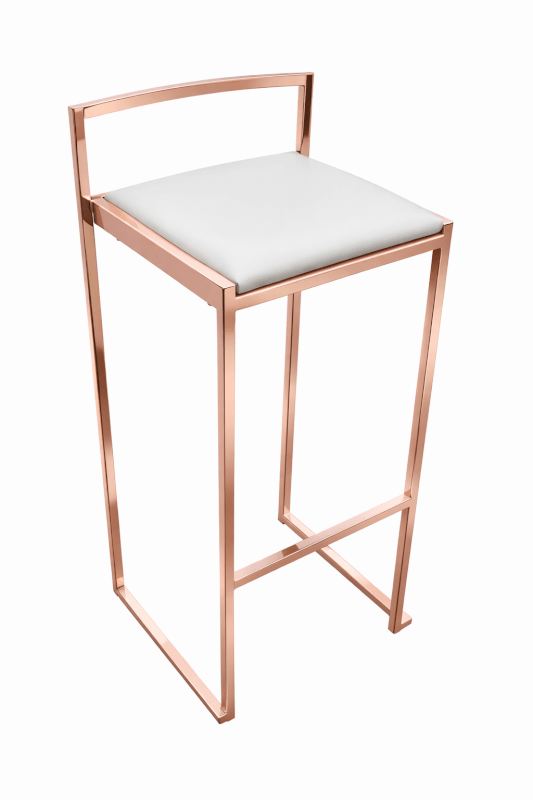 Tabouret de bar empilable STAKO - coloris rose gold chromé