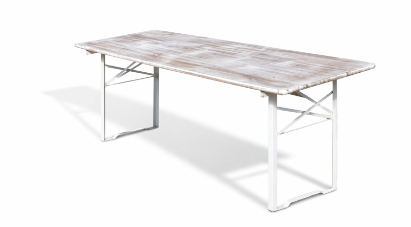 Table brasserie modèle cornière - coloris blanc vieilli 